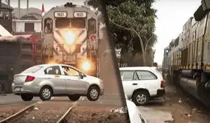 Imprudentes estacionan sus autos muy cerca a los rieles: Un tren estuvo varado por dos horas en el Callao