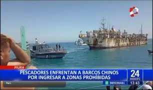 Piura: Barcos chinos ingresan al mar peruano y son confrontados por pescadores artesanales
