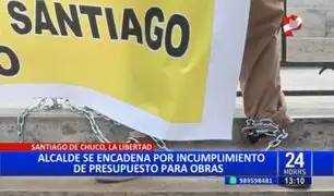 Trujillo: Alcalde se encadena en protesta por falta de apoyo económico del Gobierno de Boluarte