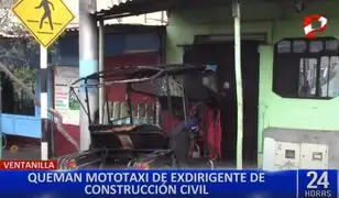 Delincuentes prenden fuego a mototaxi de exdirigente en Ventanilla