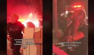 Hombre ruega a bombero que rescate a su gata en medio de un incendio en Estados Unidos