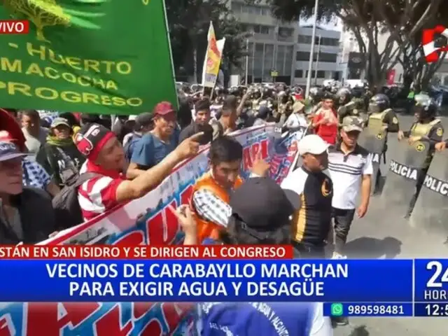 Marchan por agua potable: vecinos de Carabayllo se dirigen al Congreso