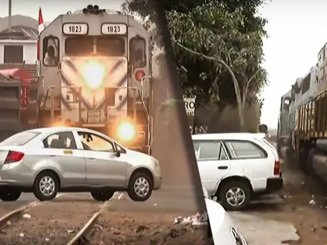 Imprudentes estacionan sus autos muy cerca a los rieles: Un tren estuvo varado por dos horas en el Callao