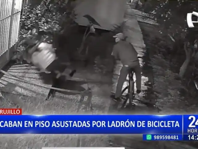 Cámara de seguridad capta ataque de ladrón en bicicleta a mujeres en Trujillo