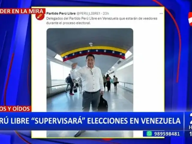 Perú Libre envía delegación para "supervisar" elecciones en Venezuela
