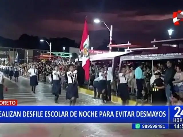 Loreto: escolares de Requena participaron en desfile nocturno por Fiestas Patrias