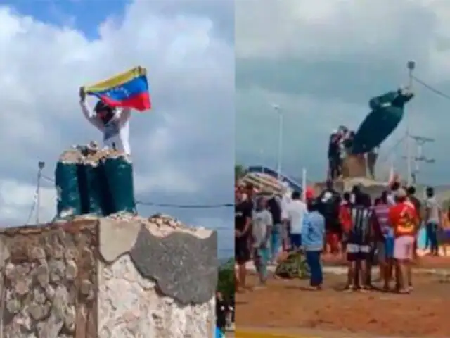 Venezolanos derriban estatua de Hugo Chávez tras proclamación de Nicolás Maduro como presidente electo-VIDEO