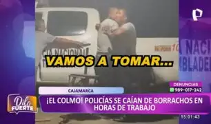 Cajamarca: ¡El colmo! captan a policías totalmente ebrios y a punto de caerse en pleno horario de trabajo