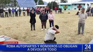 Ronderos de Cajamarca detienen y castigan a delincuente por robar piezas de vehículos