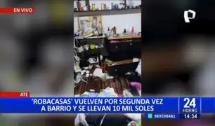 ¡Lamentable! "Robacasas" vuelven por segunda vez a barrio y se llevan 10 mil soles en Ate