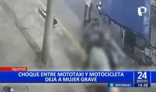 Iquitos: Mujer queda grave tras violento choque entre mototaxi y motocicleta