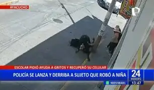 ¡Excelente! Policía se lanza sobre ladrón que robó celular a menor en Ayacucho