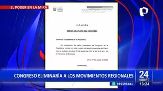 Congreso: Pleno debatirá este jueves sobre la eliminación de los movimientos regionales