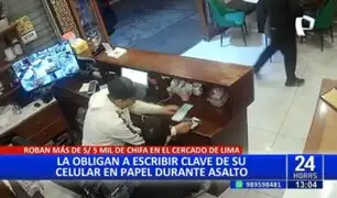 Cercado de Lima: Delincuentes asaltan chifa y obligan a dueña a escribir la clave de su celular