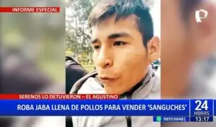 El Agustino: Delincuente roba jaba llena de pollos para "vender sánguches"