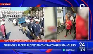 María Agüero: Escolares y padres de Arequipa marchan contra congresista por polémicas frases