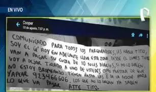 Asesinan a parqueador de Las Malvinas: el escalofriante mensaje que dejó alias "Tito" antes de matarlo