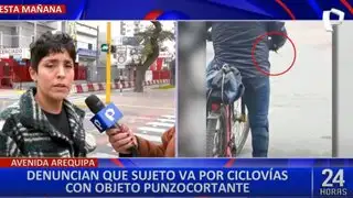 Denuncian que ciclista armado con cuchillo recorre ciclovía de la avenida Arequipa