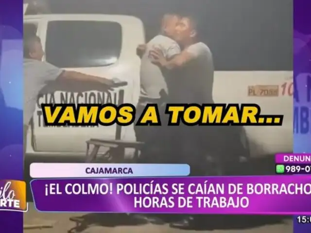 Cajamarca: ¡El colmo! captan a policías totalmente ebrios y a punto de caerse en pleno horario de trabajo