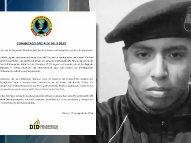 Ejército se pronuncia por muerte de soldado en fuerte Hoyos Rubios del Rímac