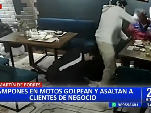 SMP: Delincuentes en motos golpean y asaltan a clientes de negocio