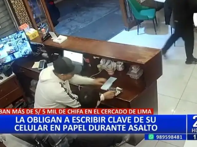 Cercado de Lima: Delincuentes asaltan chifa y obligan a dueña a escribir la clave de su celular