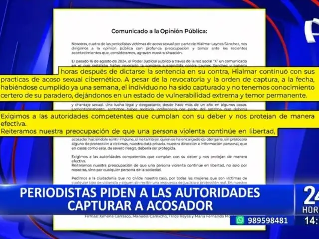 Hialmar Laynes: Periodistas exigen captura de acosador  tras anuncio de revisión de sentencia