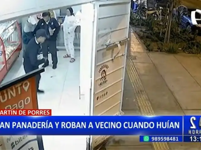 SMP: Delincuentes asaltan panadería y roban a vecino cuando huían