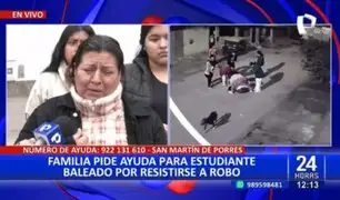 SMP: Familia pide ayuda a Dina Boluarte para joven estudiante que fue baleado por resistirse a robo