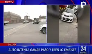 Callao: automóvil intentó ganarle el paso al tren, pero termina siendo embestido