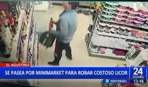 El Agustino: Captan a "tendero" robando costoso licor en minimarket