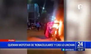 Piura: queman mototaxi de robacelulares y casi lo linchan