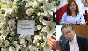 Dina Boluarte envía corona fúnebre por el fallecimiento de Alberto Fujimori: “mis más sentidas condolencias”