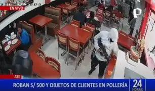 Ate: delincuentes con pistola en mano ingresan a pollería a robarle a los clientes