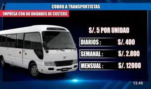 Empresas de transporte pagarían cupos de hasta 12 mil soles mensuales