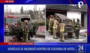 ¡Increíble! Vehículo se incendió dentro de la cochera de un hotel en SJM