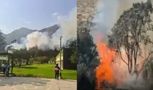 Incendio forestal en Lima: bomberos luchan para evitar que las llamas alcancen un colegio en Alto Huampaní