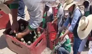 Más de 2 mil botellas de bebidas alcohólicas fueron arrojadas a descampado en Arequipa