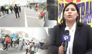 Transportistas se congregan en la plaza de Acho para marchar hacia el Congreso