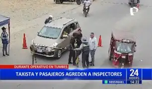 ¡El colmo! Taxistas y pasajeros agreden a inspectores en Tumbes