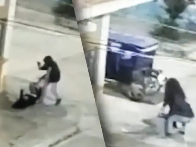 La atacaron sin piedad: Ladrones golpeando a mujer para robarle en calle de Tumbes