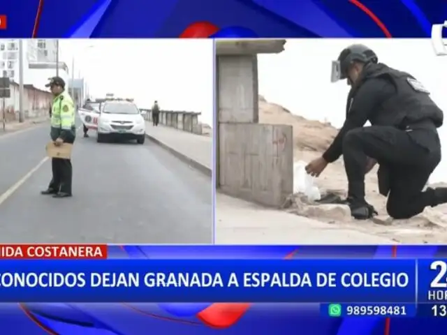 Desconocidos dejan granada a espalda de colegio en avenida Costanera