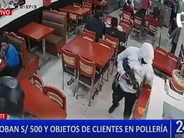 Ate: delincuentes con pistola en mano ingresan a pollería a robarle a los clientes