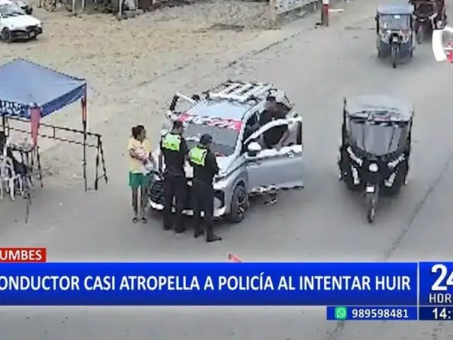 Tumbes: Conductor casi atropella a policía al intentar huir