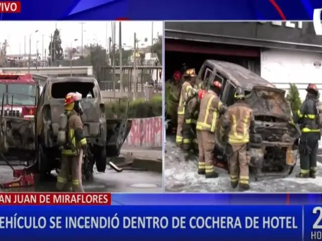 ¡Increíble! Vehículo se incendió dentro de la cochera de un hotel en SJM