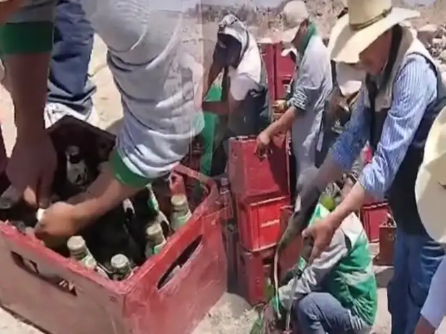 Más de 2 mil botellas de bebidas alcohólicas fueron arrojadas a descampado en Arequipa