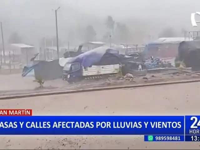 San Martín: casas y calles afectadas por fuertes lluvias