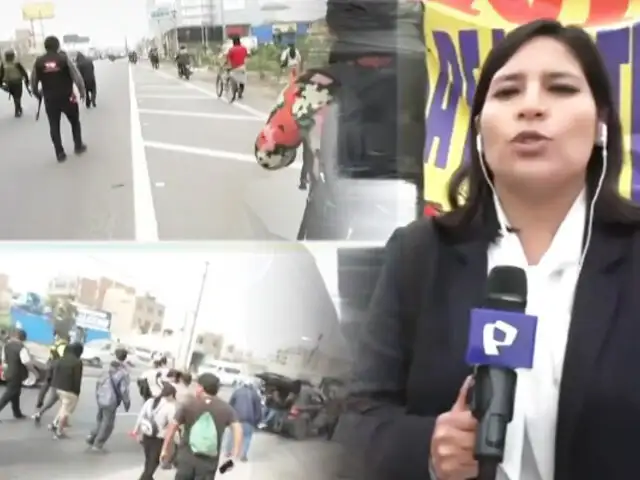 Transportistas se congregan en la plaza de Acho para marchar hacia el Congreso