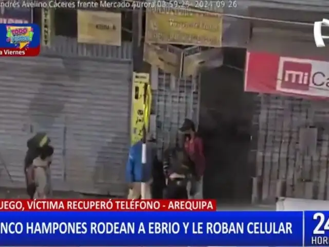 Arequipa: cinco hombres rodean a un ciudadano ebrio y terminan robándole su celular