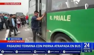 El Agustino: Pasajero termina con el pie atascado en puerta de bus durante paro nacional